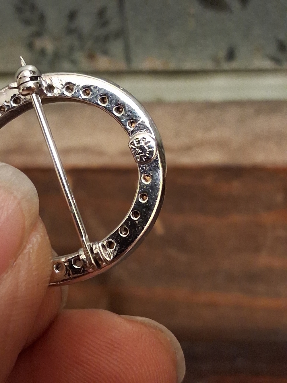 Sterling Silver Crystal Horseshoe Pin Brooch Tru Kay - Picture 3 of 5